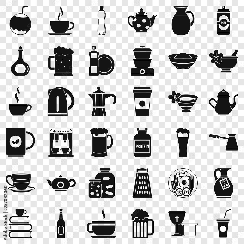 Utencil icons set. Simple style of 36 utencil vector icons for web for any design