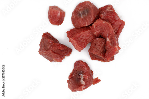 fresh meat pieces isolated on white background