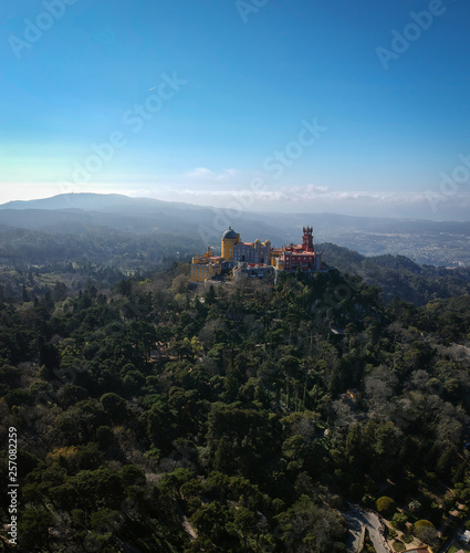 Pena National Palace in Sintra  Portugal. Aerial view