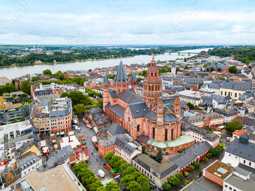 Mainz cathedral aerial view, Germany photo