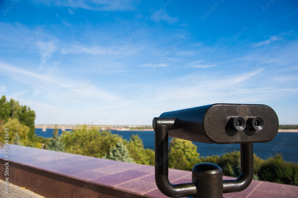 Observation deck with tourist binocular