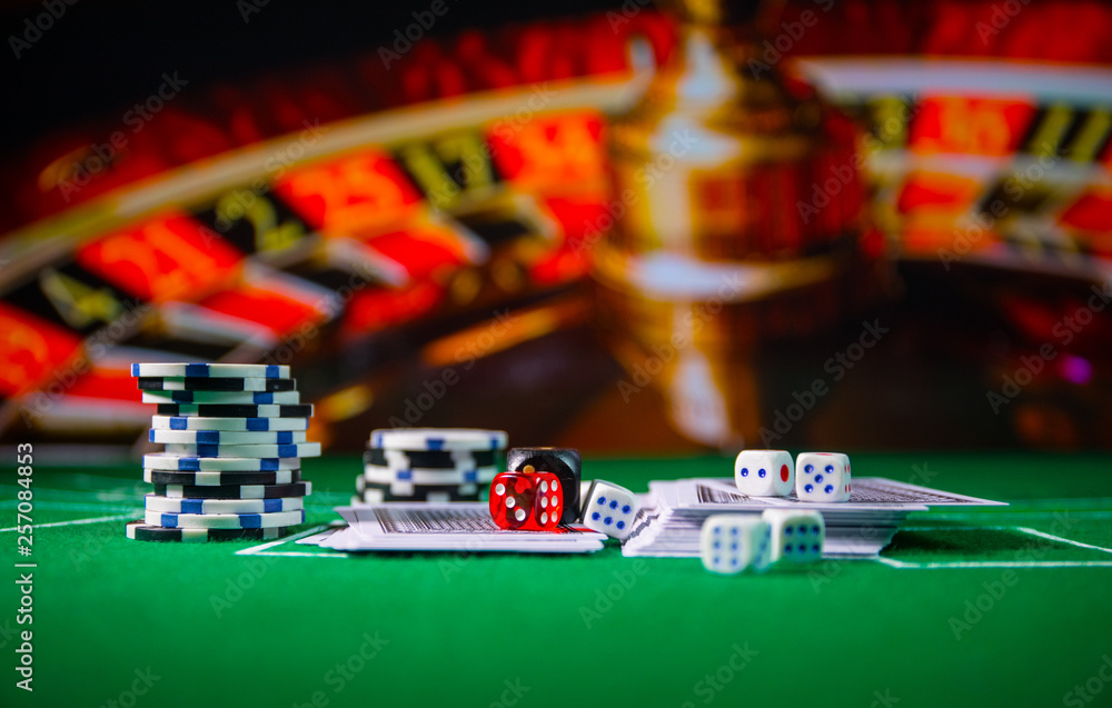 Casino element isolation on the colorful, Slot machine, Roulette while, Dice, Casino chip - image Casino element isolation on the colorful, Slot machine, Roulette while, Dice, Casino chip - image