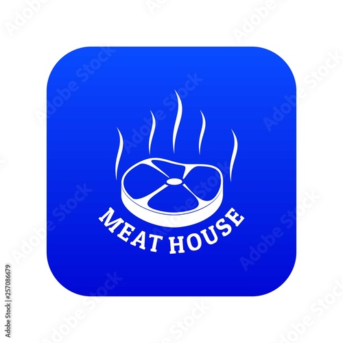 Meat house eco icon blue vector isolated on white background