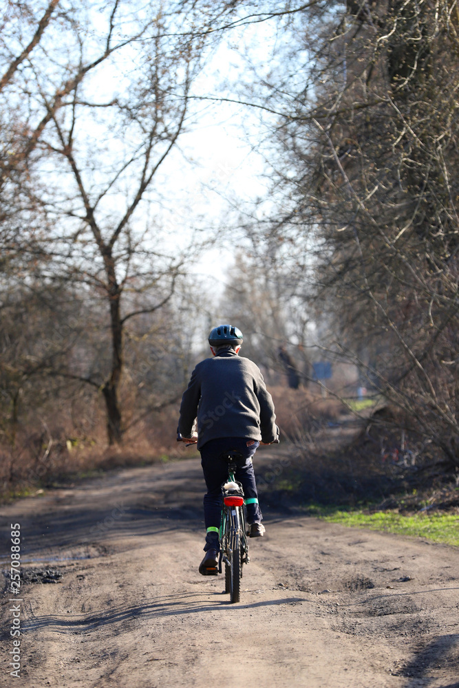 cyclist on a trip in spring weather