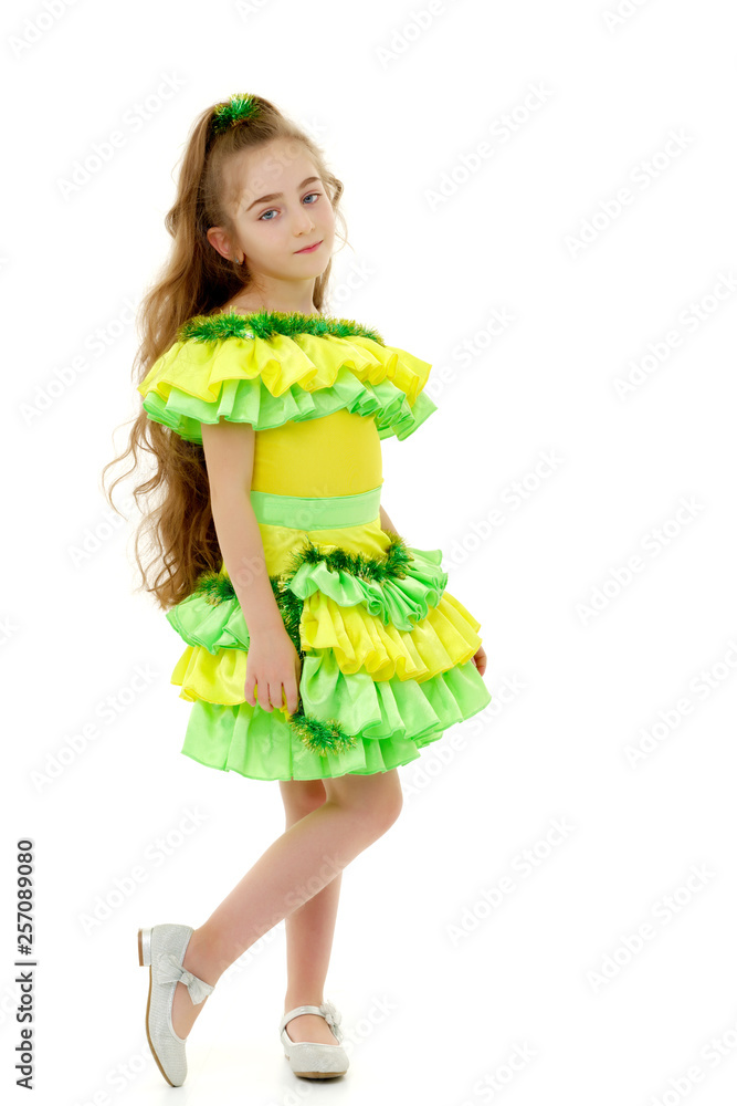 Little girl in an elegant dress. Little girl in an elegant dress.