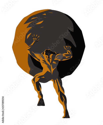 Foto sisyphus pushing a rock