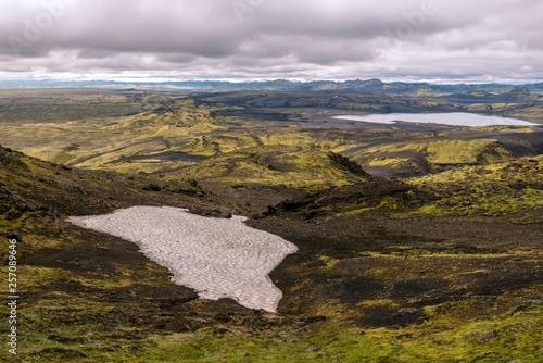 Southwestern part of Lakagigar volcanic fissure viewed from the slope of Laki volcano in South of Iceland. photo