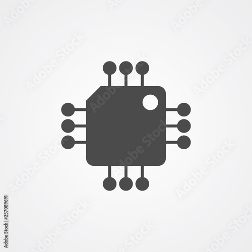 Computer chip vector icon sign symbol