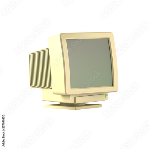 Vintage Retro Computer Monitor on Isolated White Background Vaporwave - 3D Illustration