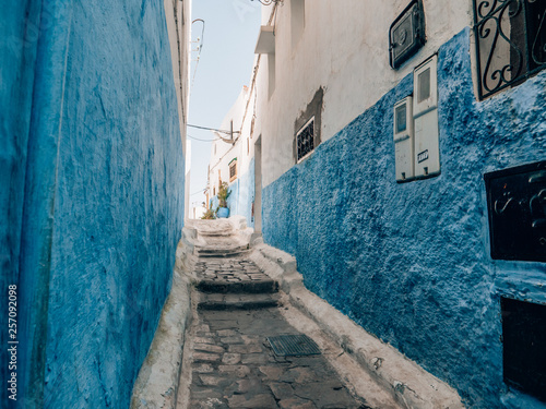 Small alley in Chefchaouen, Morocco the blue city © SmallWorldProduction
