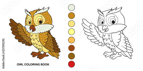 Coloring page. Little cute owl