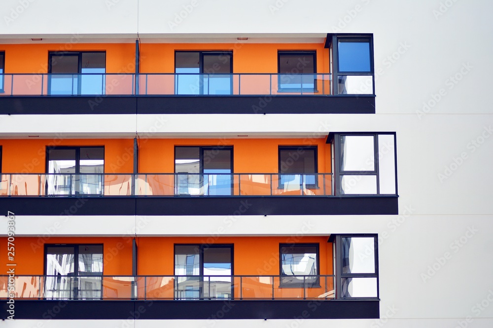 New-build residential building on a sunny summer day