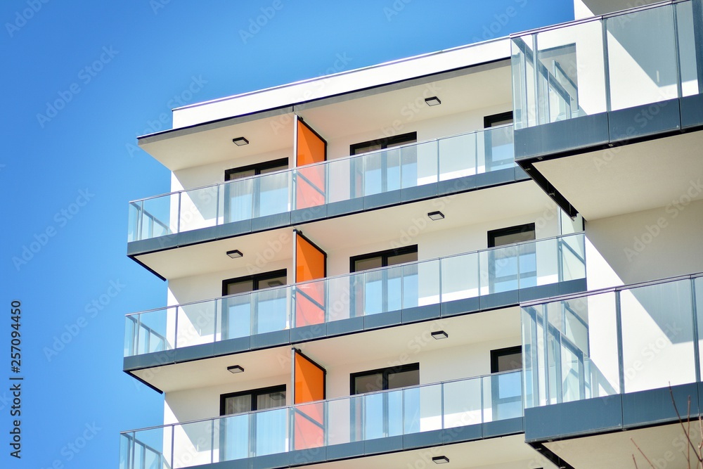 New-build residential building on a sunny summer day New-build residential building on a sunny summer day