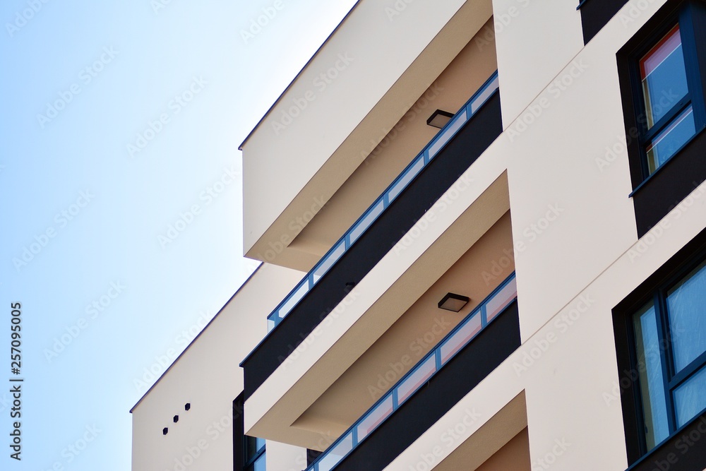 New-build residential building on a sunny summer day New-build residential building on a sunny summer day