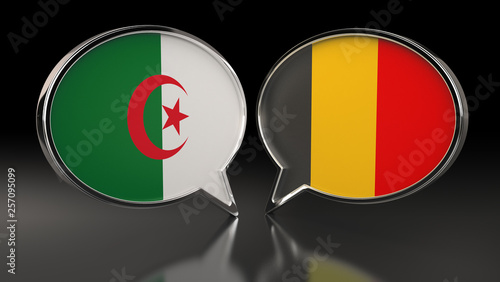 Free Download Algeria and Belgium flags with Speech Bubbles. 3D Illustration - GFXLoad
