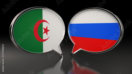 Free Download Algeria and Russian Federation flags with Speech Bubbles. 3D Illustration - GFXLoad