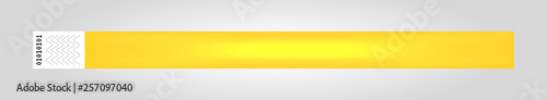 Vector illustration of yellow cheap empty bracelet or wristband. Sticky hand entrance event paper bracelet isolated. Template or mock up suitable for various uses of identification.