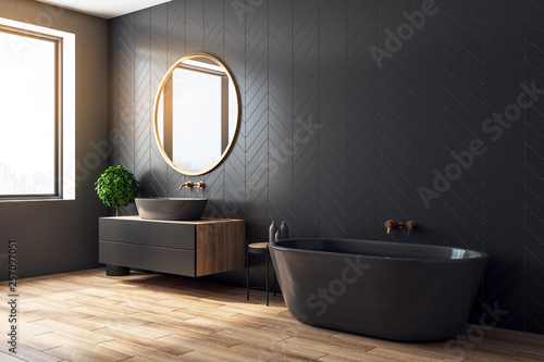 Modern black bathroom side