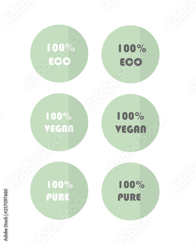Set of vector web green eco labels cticker vegan pure eco