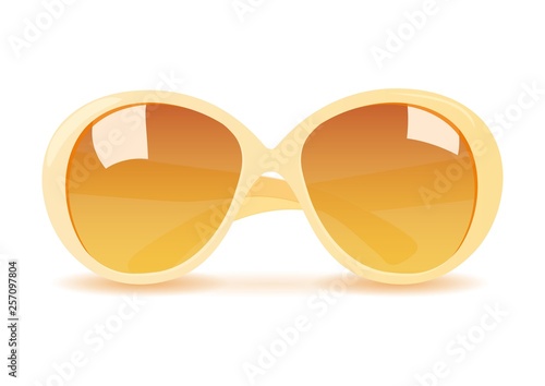 Realistic vector yellow sunglasses isolated on white background, vector illustration