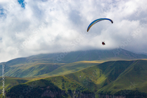 Paragliding in Gudauri Recreational Area in the Greater Caucasus mountains