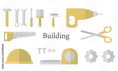 buinding icons set on the white background