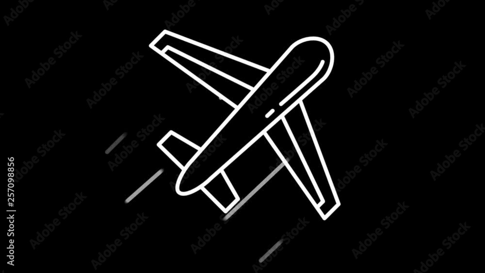 Aircraft line icon on the Alpha Channel Aircraft line icon on the Alpha Channel