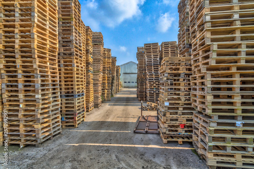 Business area with cargo pallets
