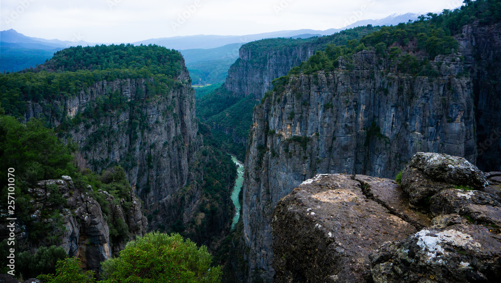 Impressive view from Tazi Canyon. Manavgat, Antalya,Turkey. (Bilgelik Vadisi). Great valley and cliff.