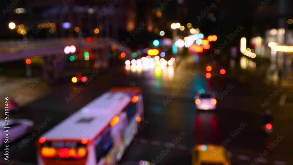 4K video bokeh car traffic at the intersection in the night 4K video bokeh car traffic at the intersection in the night