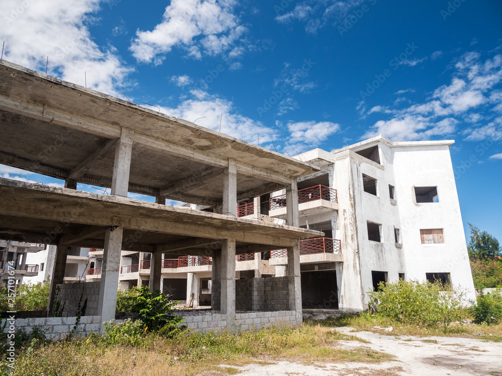 Unfinished and abandoned construction site of typical caribbean building Unfinished and abandoned construction site of typical caribbean building