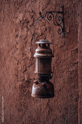An oriental lamp in the iconic streets of the Aït-Ben-Haddou in Morocco.