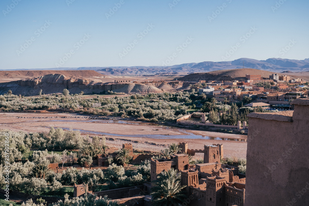 Ait Ben Haddou in Morocco, Africa while sunset 