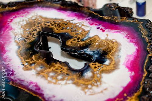 Epoxy resin art. Abstract composition for your design. Macro photo photo