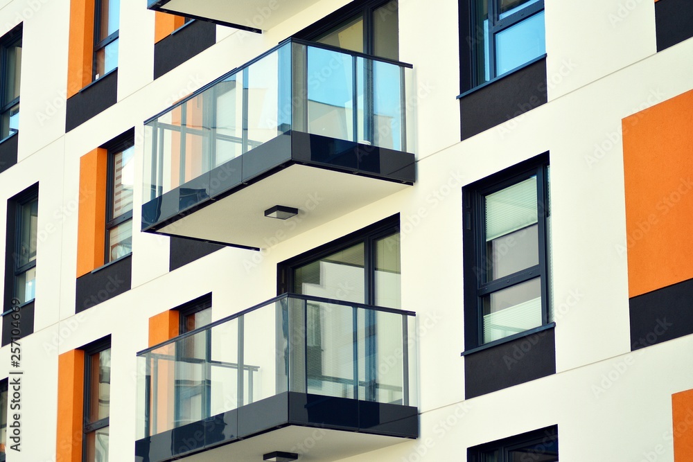New-build residential building on a sunny summer day New-build residential building on a sunny summer day