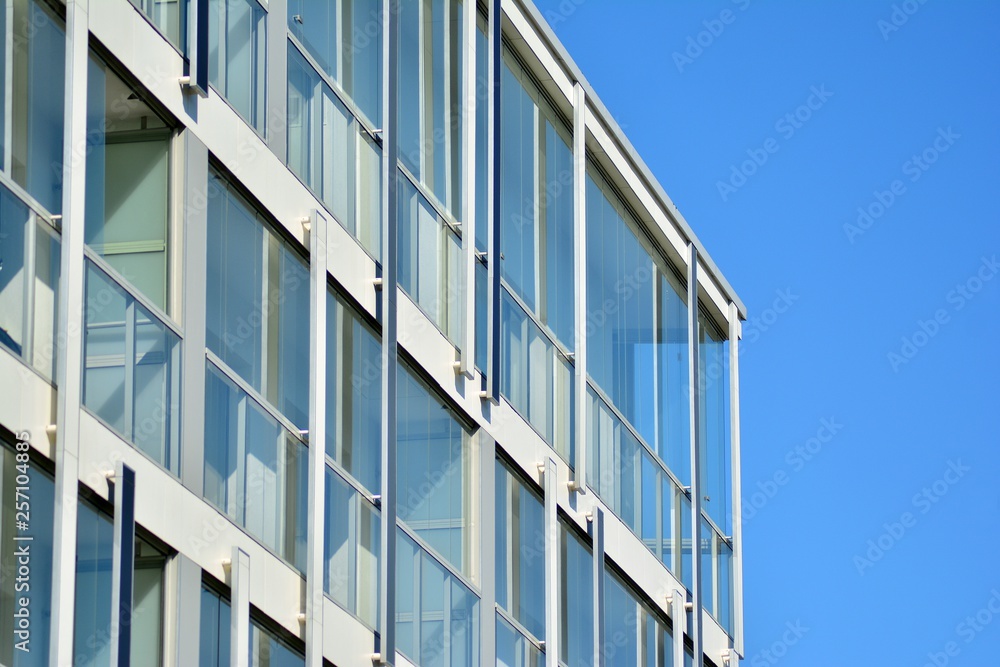 New-build residential building on a sunny summer day New-build residential building on a sunny summer day