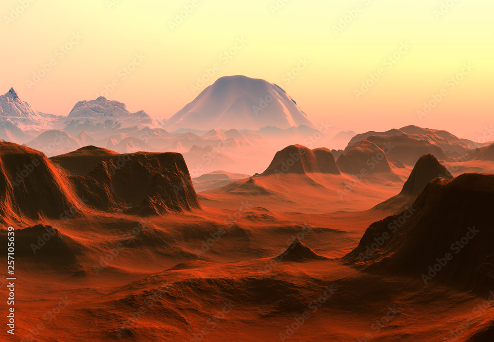 3D Rendered Red Desert Landscape - 3D Illustration