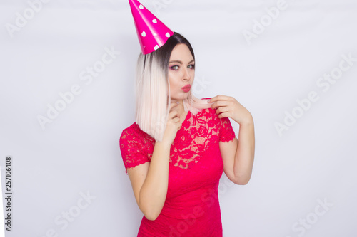 Blonde woman celebrating her birthday