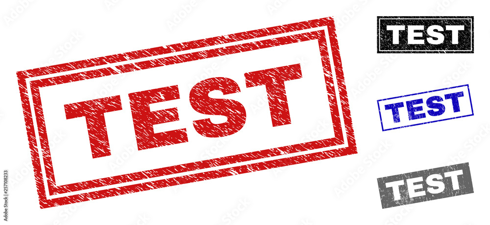 Grunge TEST rectangle stamp seals isolated on a white background ...