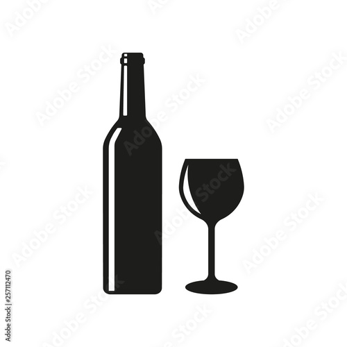  Wine bottle glass icon. Vector illustration. Isolated.