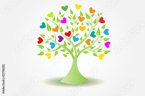 Logo tree ecology and hearts figures logo