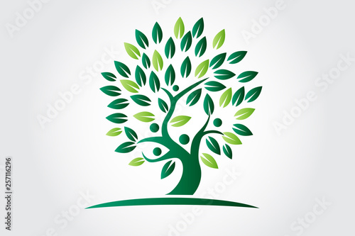 Logo tree ecology and people figures
