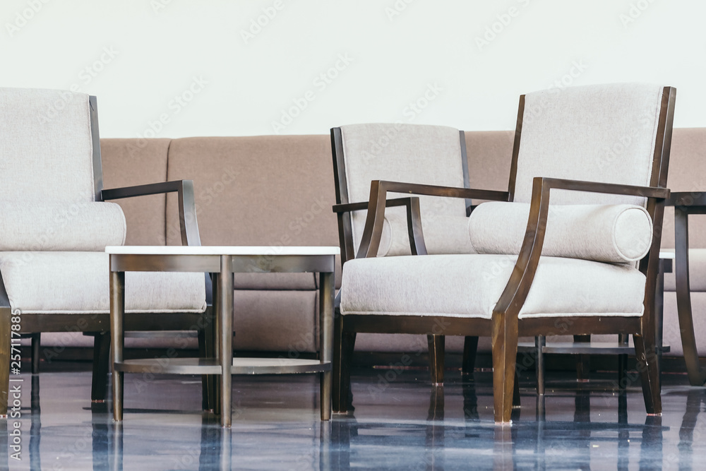 Obraz premium Table and chair decoration with outdoor patio