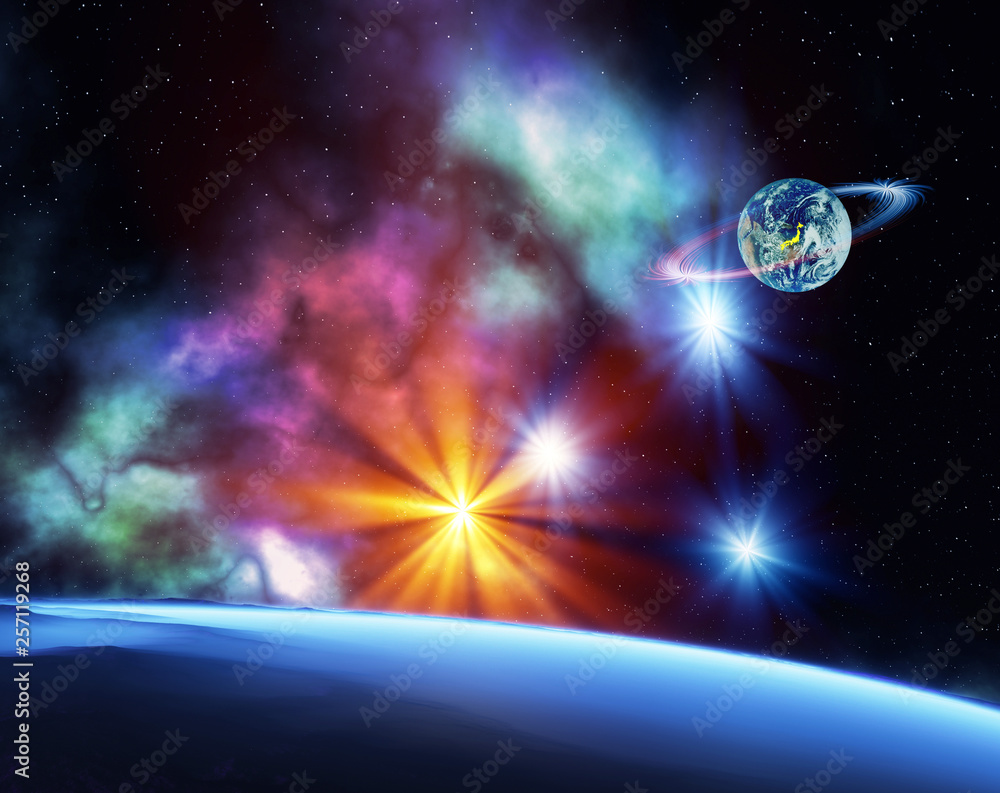 七色惑星と地球stock Illustration Adobe Stock
