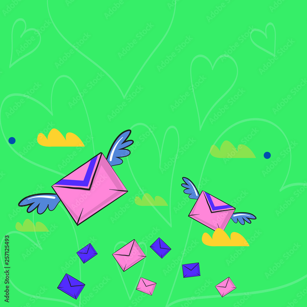 Many Colorful Airmail Flying Letter Envelopes and Two of Them with Wings Business Empty template for Layout for invitation greeting card promotion poster voucher Many Colorful Airmail Flying Letter Envelopes and Two of Them with Wings Business Empty template for Layout for invitation greeting card promotion poster voucher