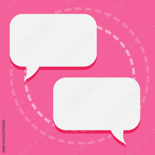 Two Blank White Speech Balloon Engaging in Conversation on Pastel Backdrop Design business concept Empty template copy space text for Ad website isolated