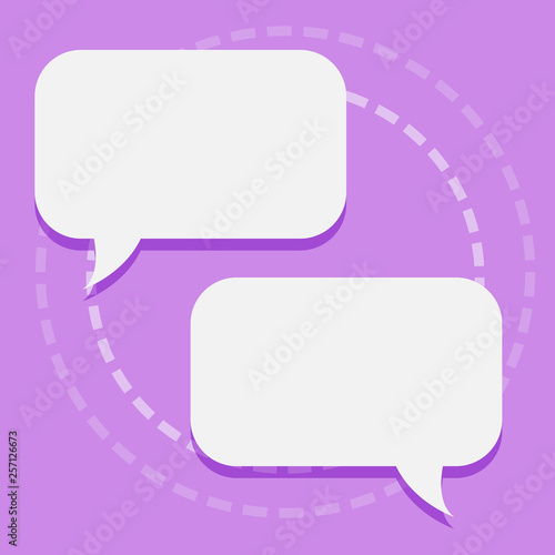 Two Blank White Speech Balloon Engaging in Conversation on Pastel Backdrop Design business Empty template isolated Minimalist graphic layout template for advertising