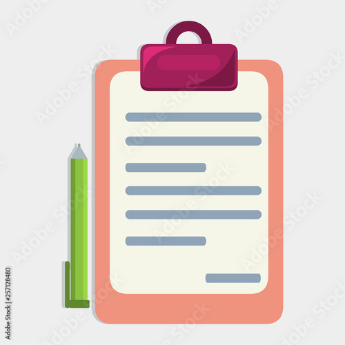 clipboard with  document and pen vector illustration © werezu