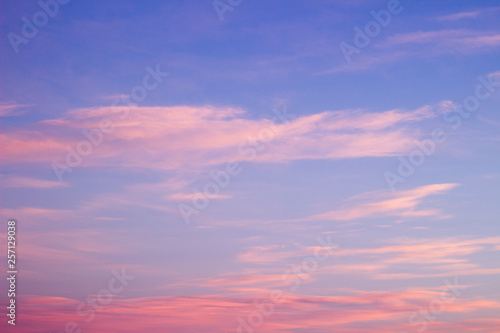 Clouds pink sky sunset. Beautiful sunrise clouds lots of incredible and inspiring natural colors. Colorful sky background. Summer concept outdoors. © Joshua