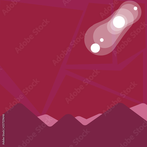 View of Colorful Mountains and Hills with Lunar and Solar Eclipse Happening Design business concept Empty copy text for Web banners promotional material mock up template.